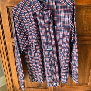 Vineyard Vines Navy and Red Checkered Shirt